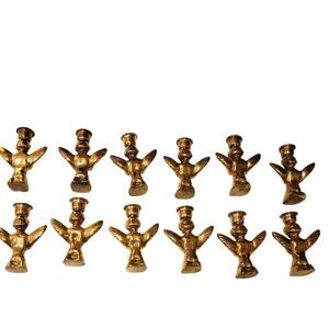 Vintage Brass Angel Mini Candle Holders Christmas Holiday Set of 12